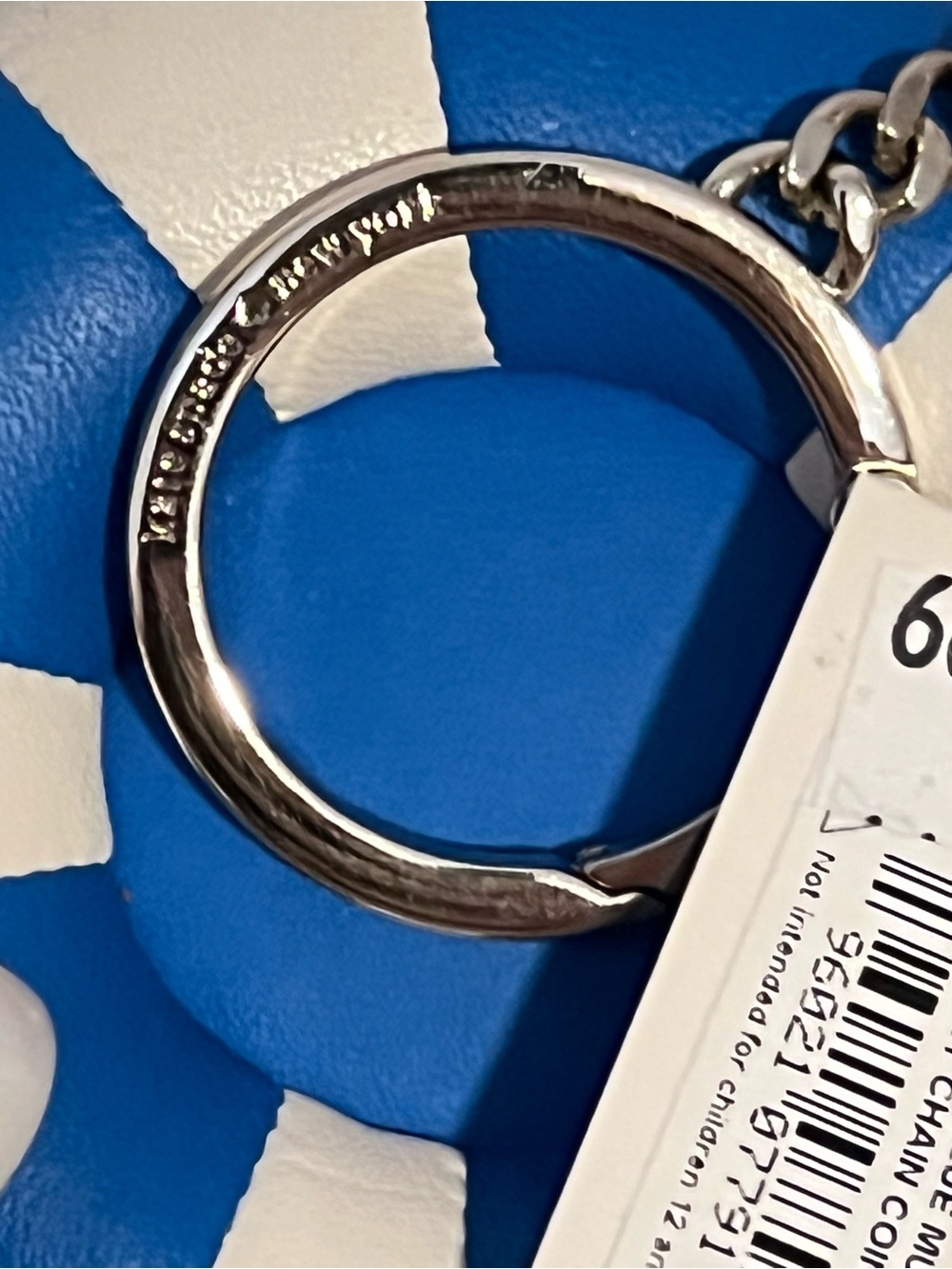 🪩 kate spade Blue & White Lifesaver Pool Float Coin Keyring - Picture 5 of 7